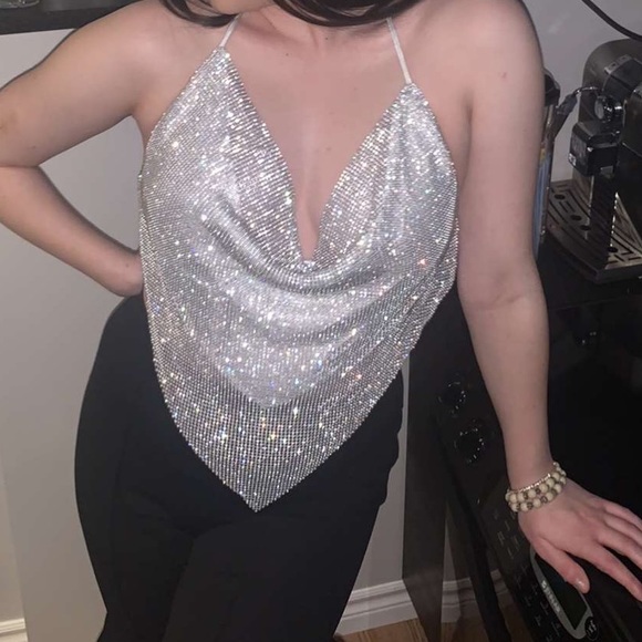 💎2000s inspired sparkle handkerchief top 💎 - Picture 7 of 8